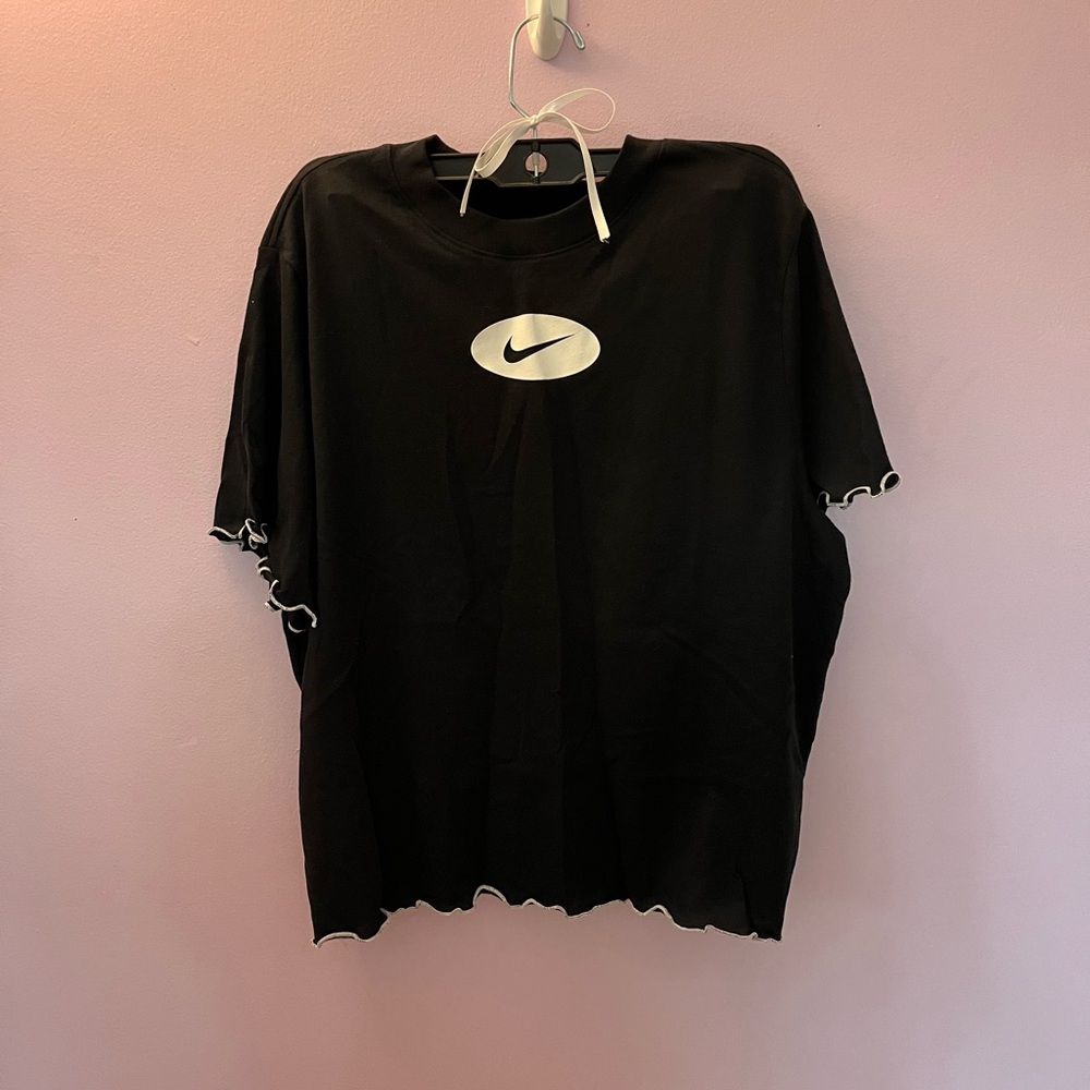 Nike Girls Black T-Shirt with White Accents